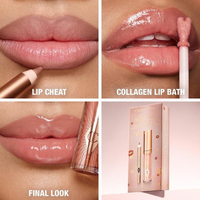CHARLOTTE TILBURY - MINI GLOSSY PINK LIP GLOSS + LIP LINER SET